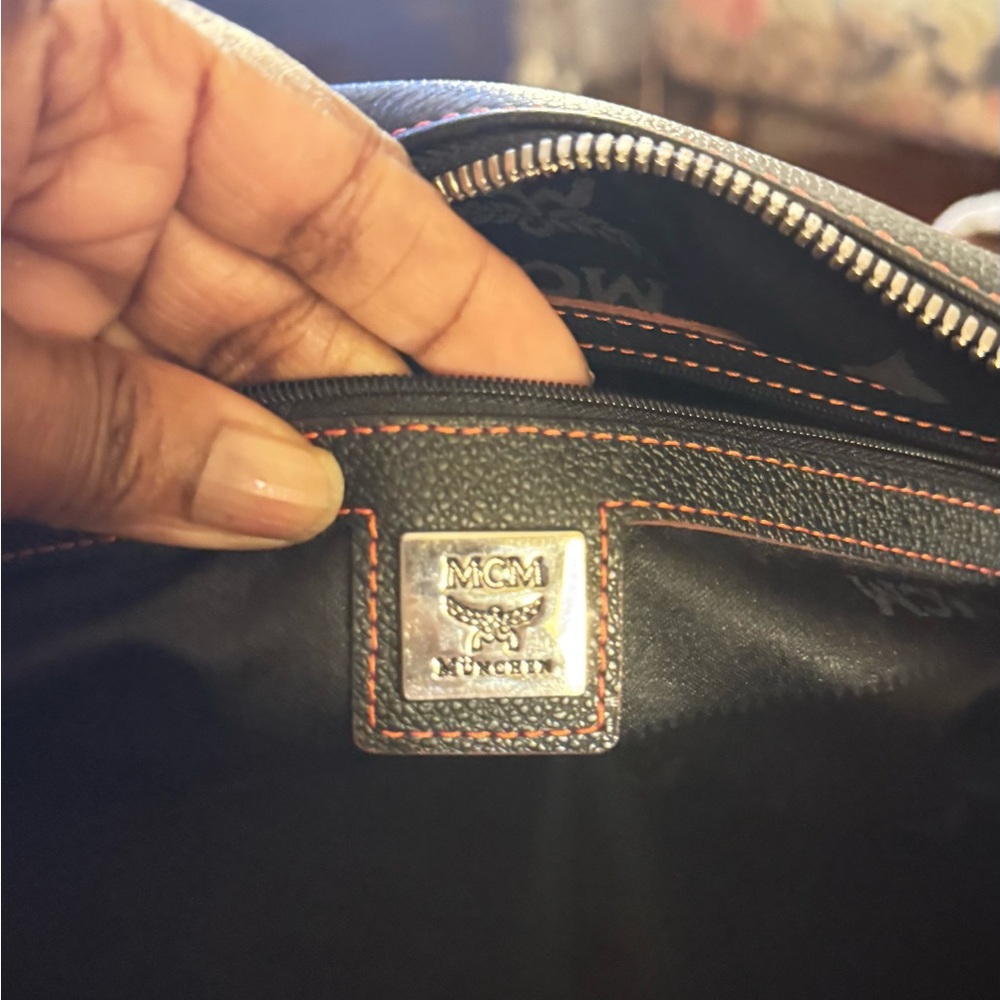 MCM Black Satchel with Red Accents 11x9 - Picture 8 of 14